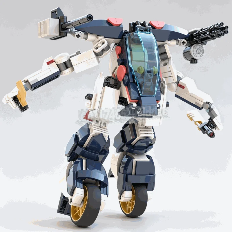 NEW 545PCS Mech Bike Transformation Robot Model Custom Building Blocks DIY Assembly Creative Toy Collectible Display Gifts Set