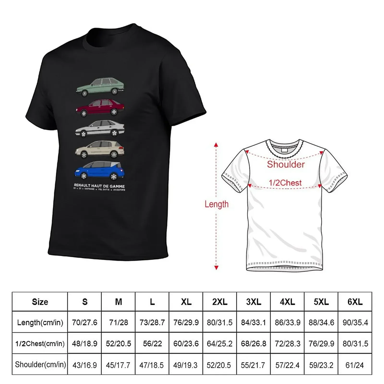 Haut de Gamme classic car collection, 25, Safrane, Vel Satis & Avantime artwork. T-Shirt shirts graphic mens graphic t-shirts