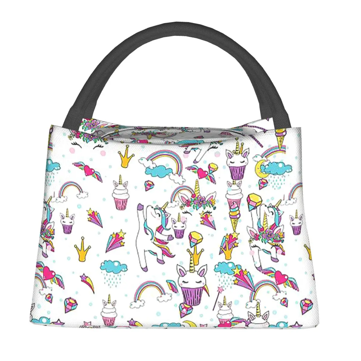 Ice Cream Unicorn Lunch Bags Insulated Bento Box Leakproof Lunch Tote Picnic Bags Cooler Thermal Bag for Woman Children Travel