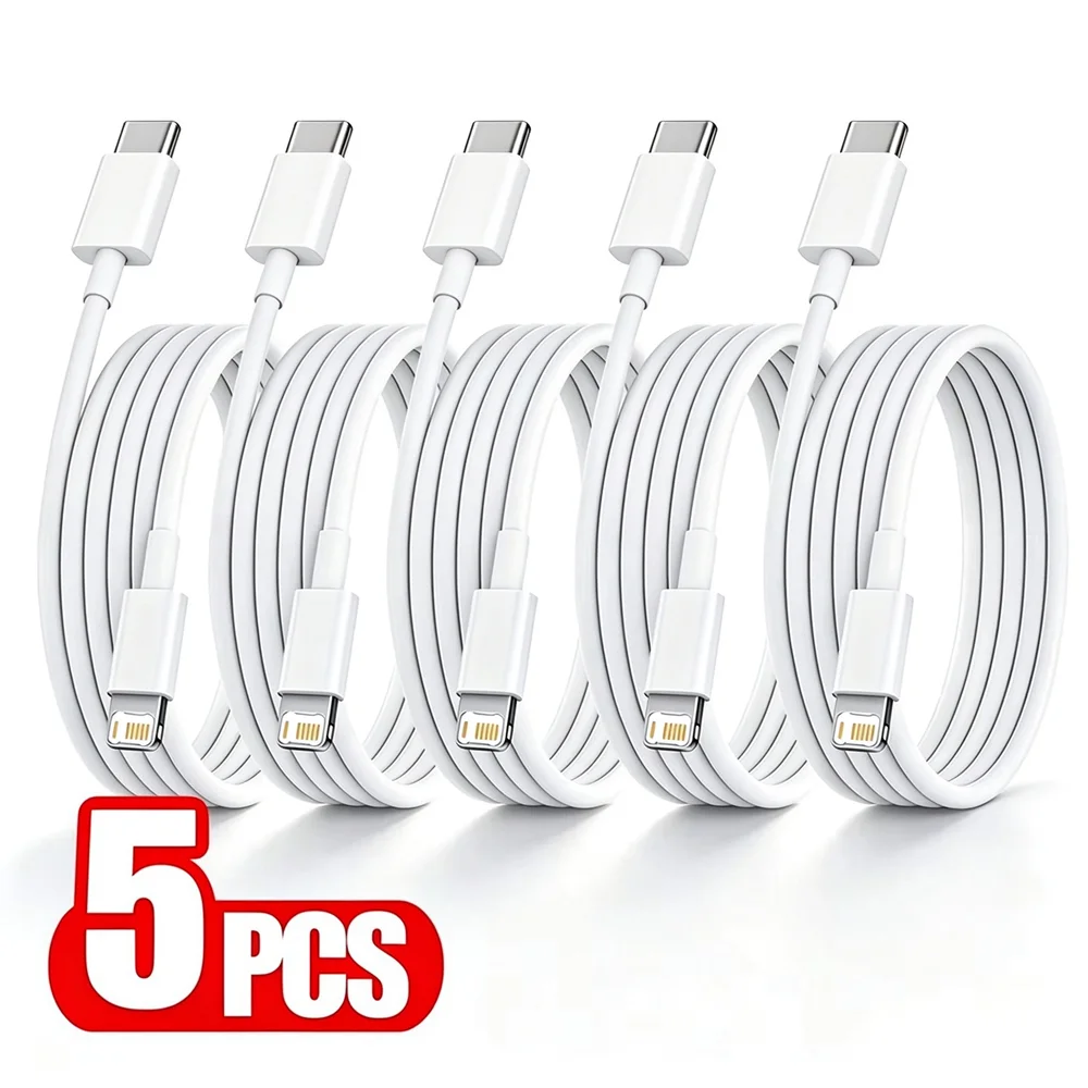 5PCS 35W PD Fast Charging Cable For iPhone 12 13 Mini 14 Pro Max 11 Pro X XR XS Max 14 Plus Rapid Charge USB-C Data Sync Cables