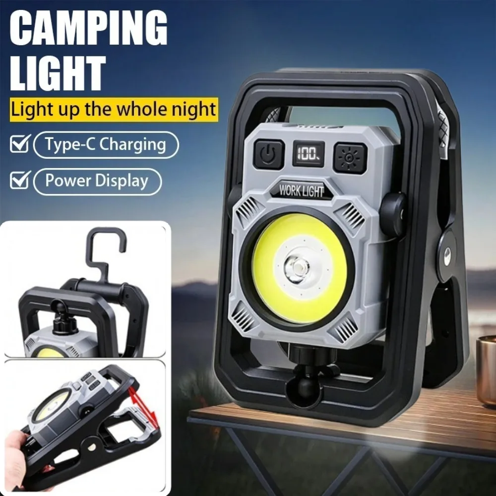 

Portable Camping COB Work Light-Magnetic Led Flashlight with Adjustable Bracket Rechargeable Outdoor Lamp for Tent Hiking