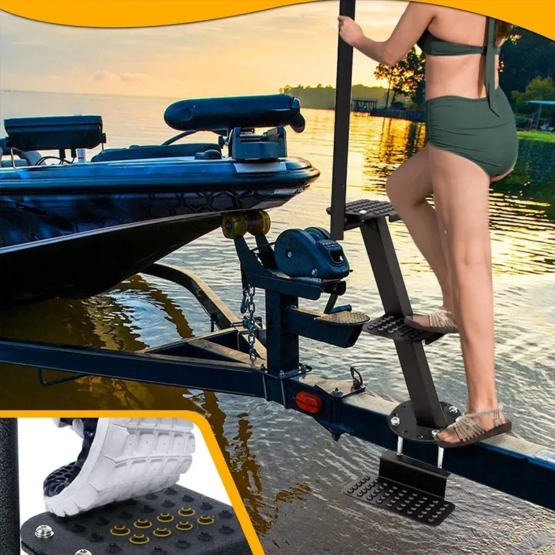 Heavy Duty Marine Trailer Step 3rd 4th Pedal Non Slip Matte Finish Boat Yacht Hardware Universal Fit Durable Stainless Steel