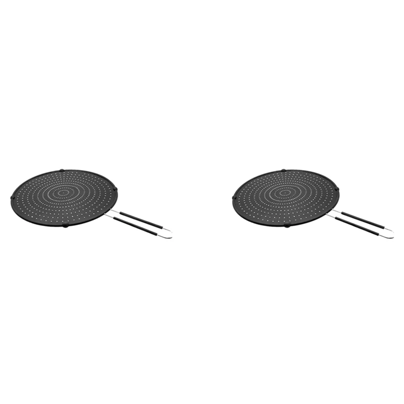 

2X Silicone Splatter Screen Guard Nonstick Oil Grease Pan Lid Oil-Proof Splash Cover Frying Protection Mat