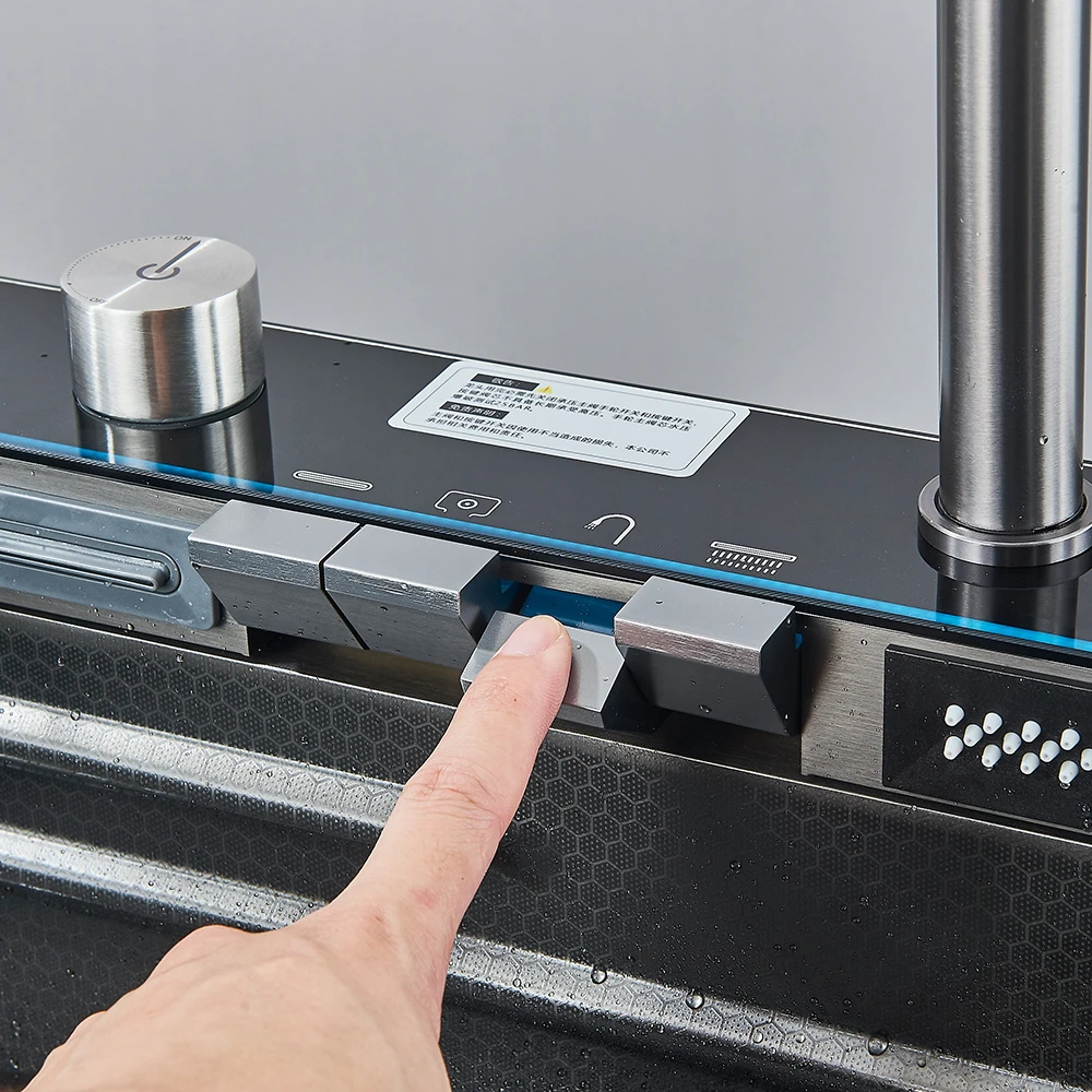 حوض شلال للمطبخ من الفولاذ المقاوم للصدأ ، شاشة رقمية ، حوض كبير للطبق الواحد ، شلال يعمل باللمس متعدد الوظائف ،