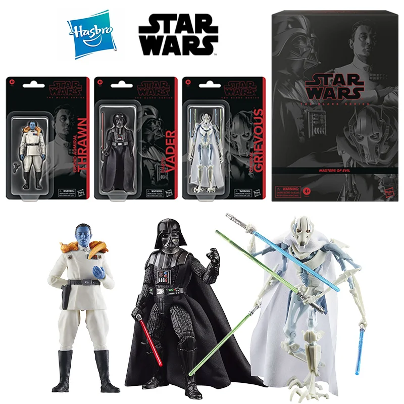 Hasbro Star Wars The Black Series Darth Vader Grand Admiral Thrawn General Grievous 3-Pack 16Cm Original Action Figure Model Toy