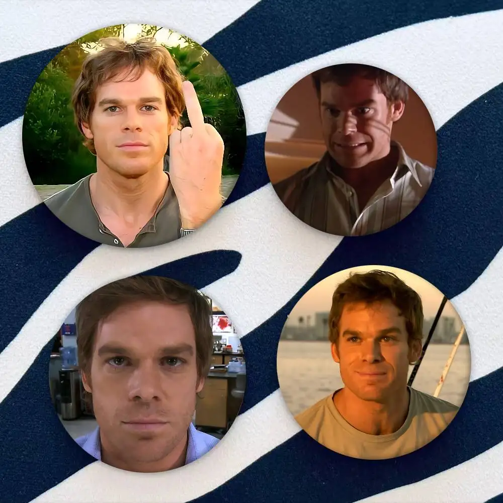 TV D-Dexter Cute Meme Badge Peripheral Lapel Pins Tinplate Round Brooch For Shoulder Bag Accessories Souvenir Gifts