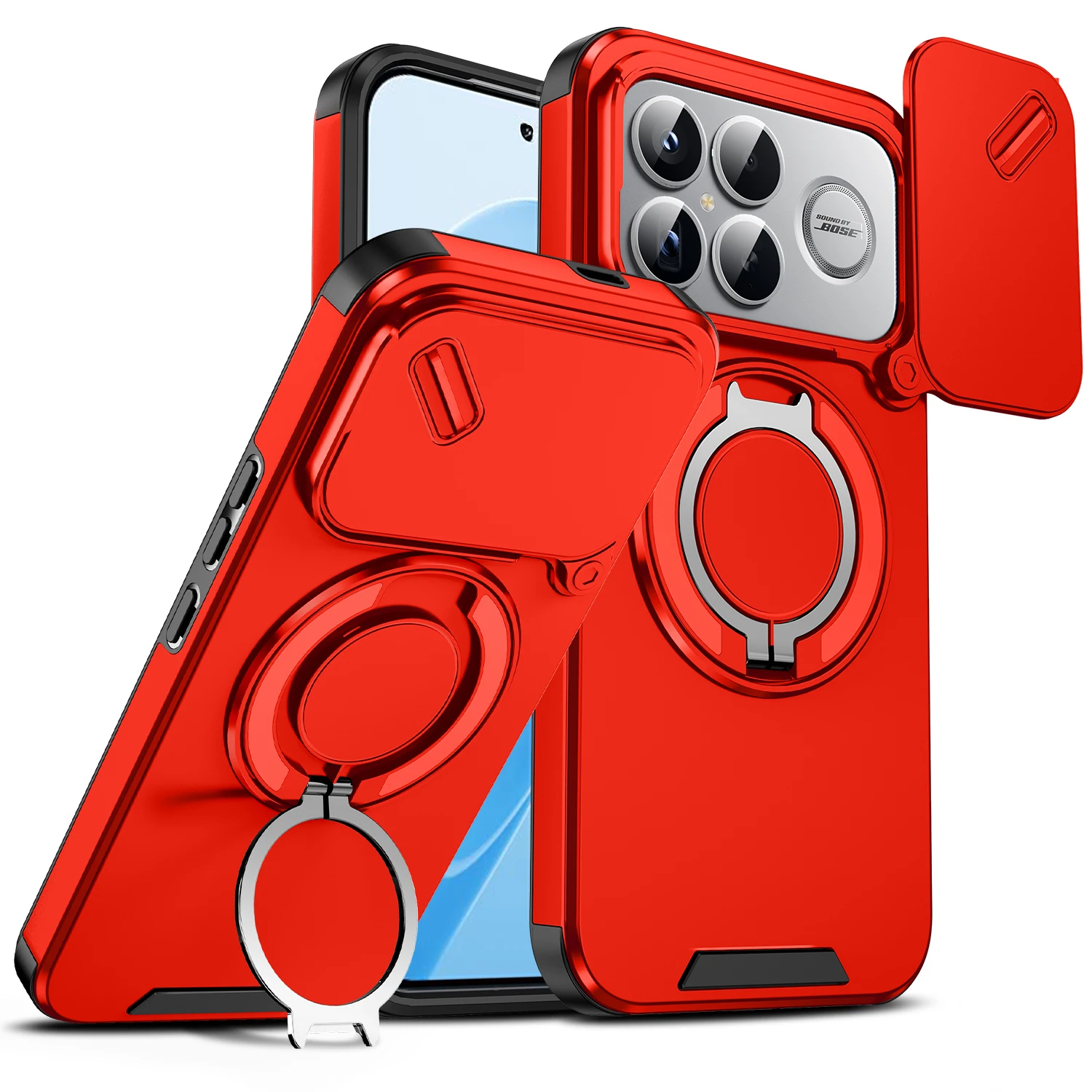 Lens Slide Cover For Xiaomi Redmi K90 Pro Max Ring Stand Built-in Magnetic Car Mount Case For Poco F8 Ultra 5G Camera protection