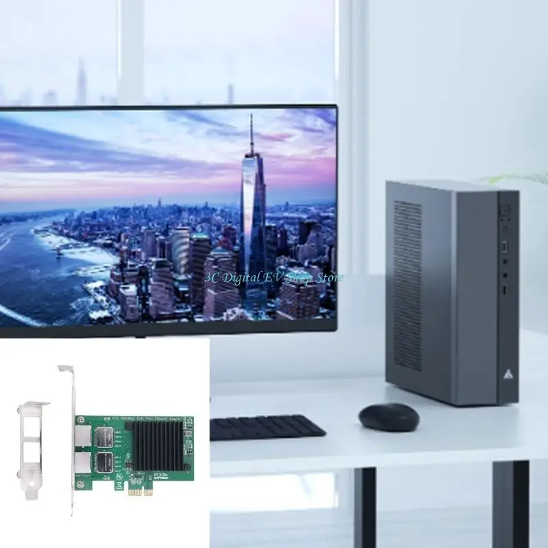 Placa servidor E74D PCIe Adaptador Gigabit Ethernet Placa Lan 2 portas suporta windows®7, IEEE 802.1P