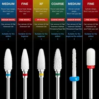Ceramic Carbide Nail Drill Bit Rotate Burr Milling Nail Cutter Bits Electric Drill Machine For Manicure Pedicure Tools