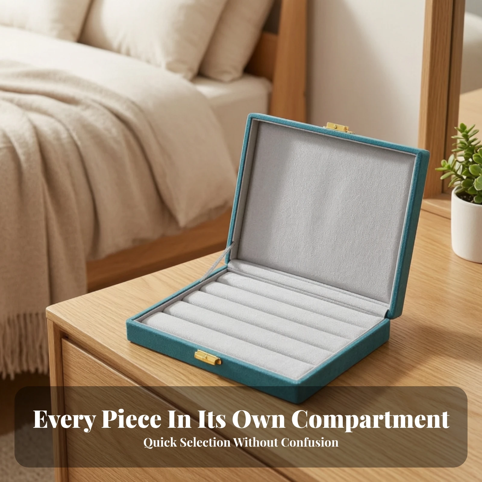 Jewelry Storage Box with Hinged Lid Secure Jewelry Case with Clasp Sturdy Elegant for Dressing Table, Travel