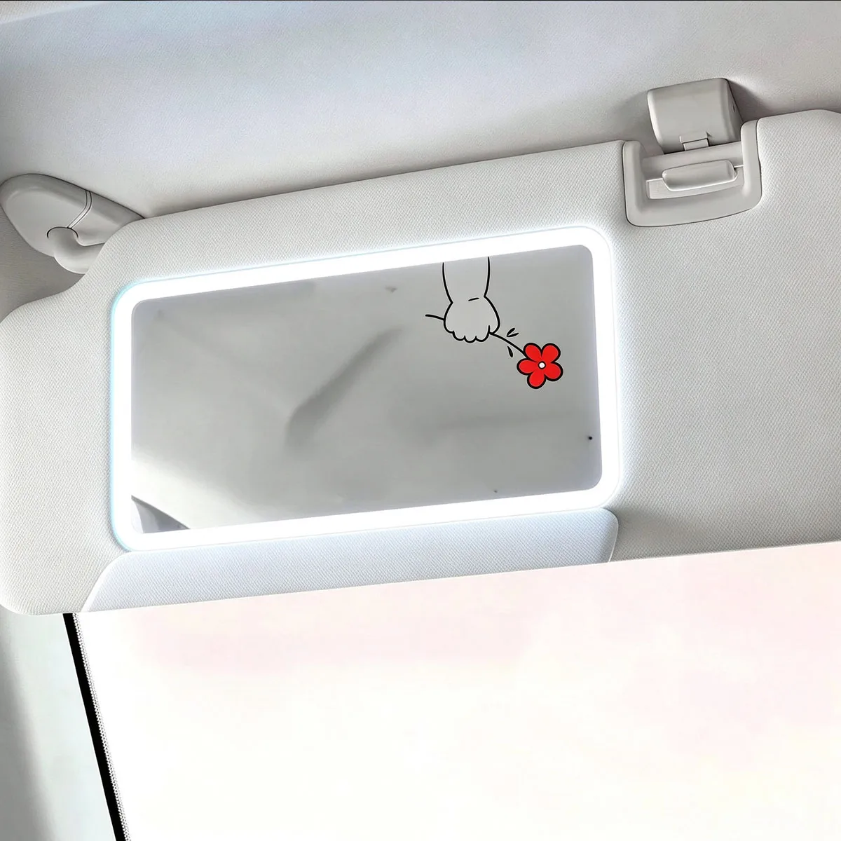 Give You A Little Red Flower Car Mirror Decal, Funny Hand Pattern Rear View Mirror Sticker, Car Interior Accessories