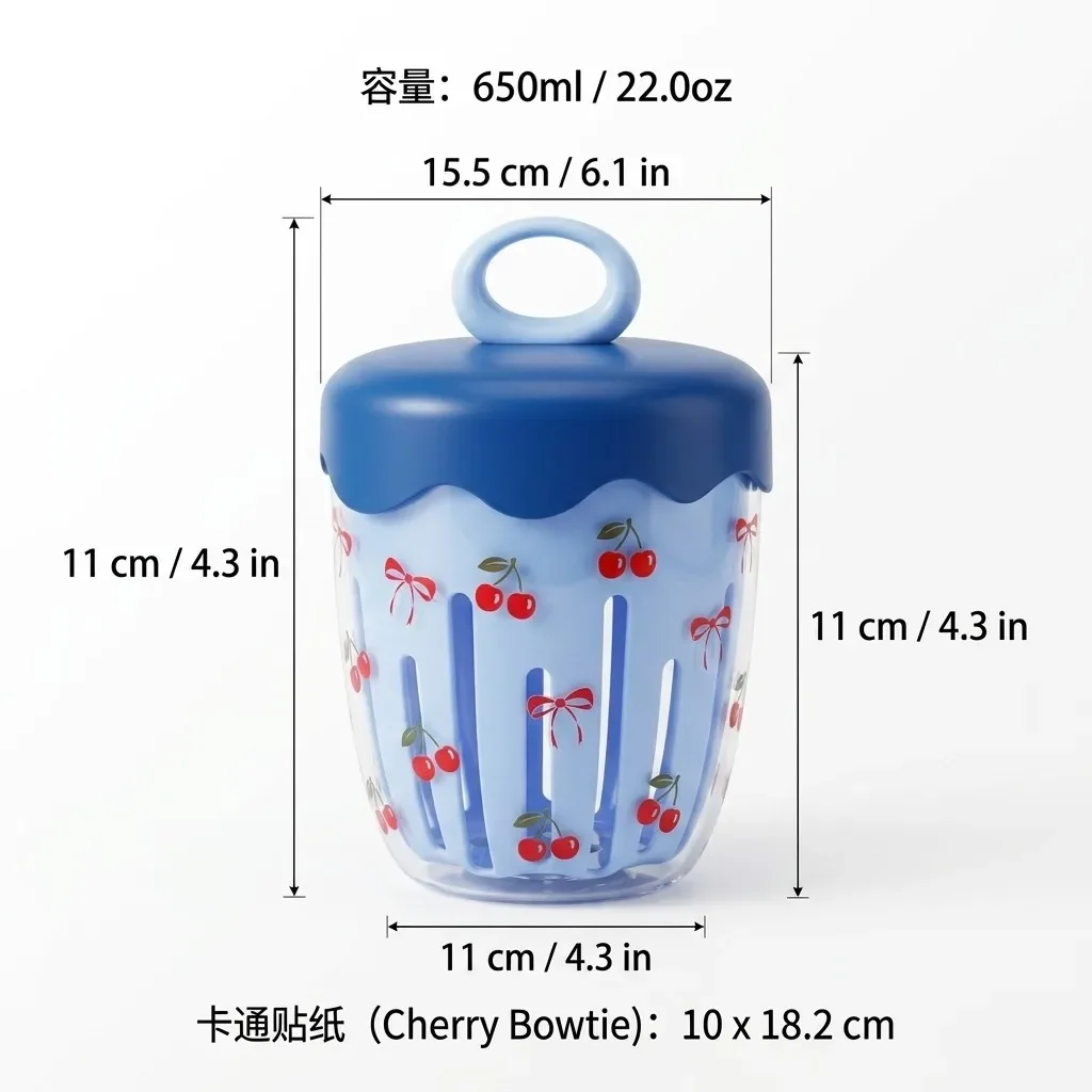 Draagbare plastic containers voor overnight oats met deksel, yoghurt- en saladebekers voor kinderen, schoolvoedsel, opbergcontainer met zeef en vork