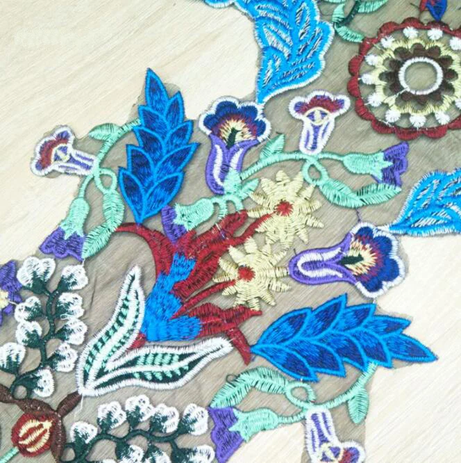 1Pc Colorful African Sequins Lace Fabric Neckline Collar Venise Applique Sewing Diy Craft Accessories Patch Scrapbooking NL274