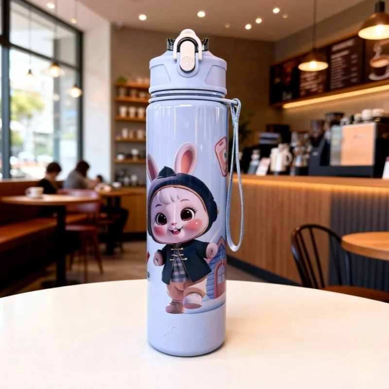 زجاجة مياه محمولة لطيفة سعة 750 مل مع مقبض، ألوان متعددة متاحة للتخييم في الهواء الطلق في صالة الألعاب الرياضية، مقاومة للتسرب، مثالية للهدايا