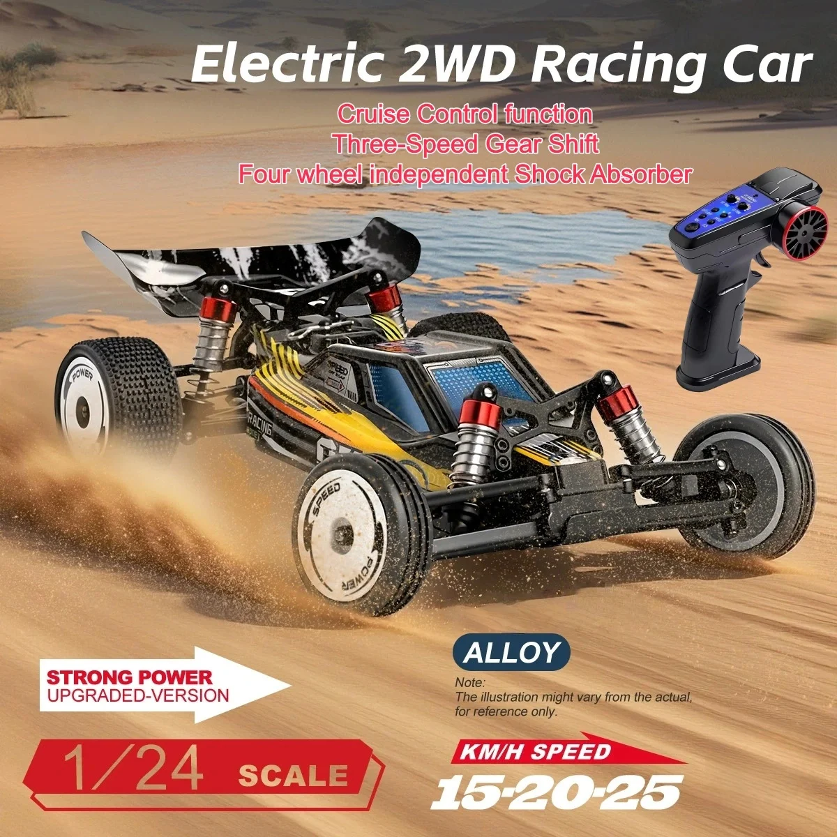 

Высокоскоростная радиоуправляемая машина 1:24 с круиз-контролем, 2WD, 3-скоростной коробкой передач, дрифт-гонки, RC-машинка, игрушка с независимой подвеской на четырех колесах