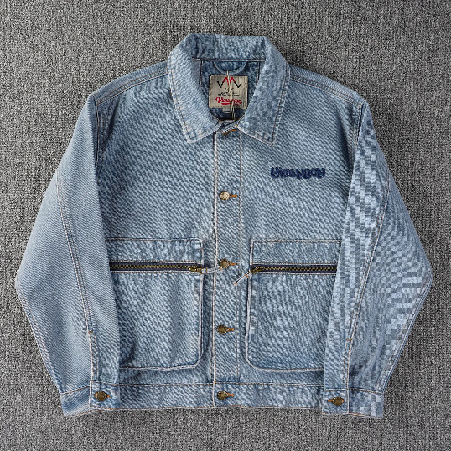 Autumn and winter heavyweight retro washed old trend denim jacket men's embroidered work jacket top