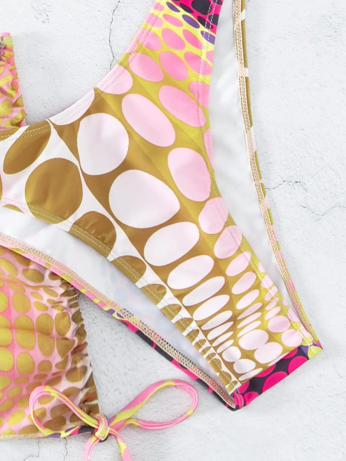 

Polka Dot Halter Triangle Bikini Set With Beach Skirt