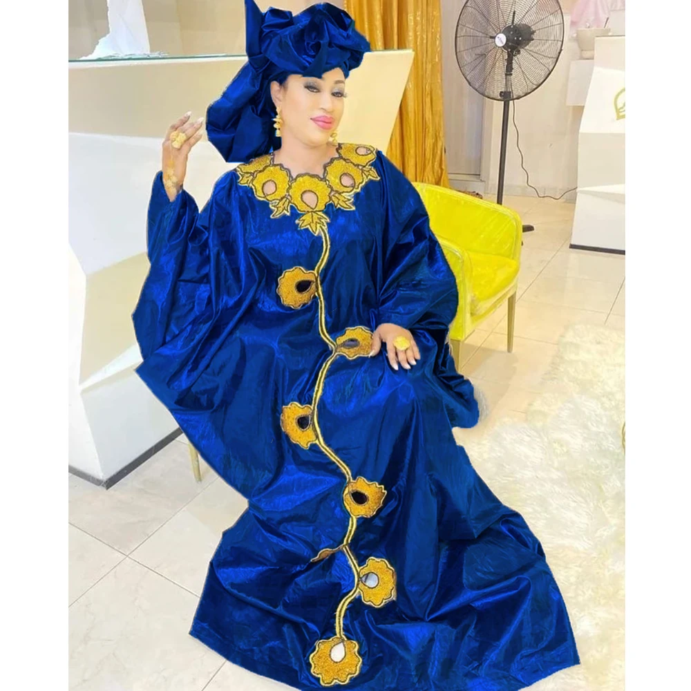 2023 African Bazin Riche Dresses For Women Traditional Long Sleeve Prom Robe For Wedding Party Evening Basin Gowns Elegant Cloth