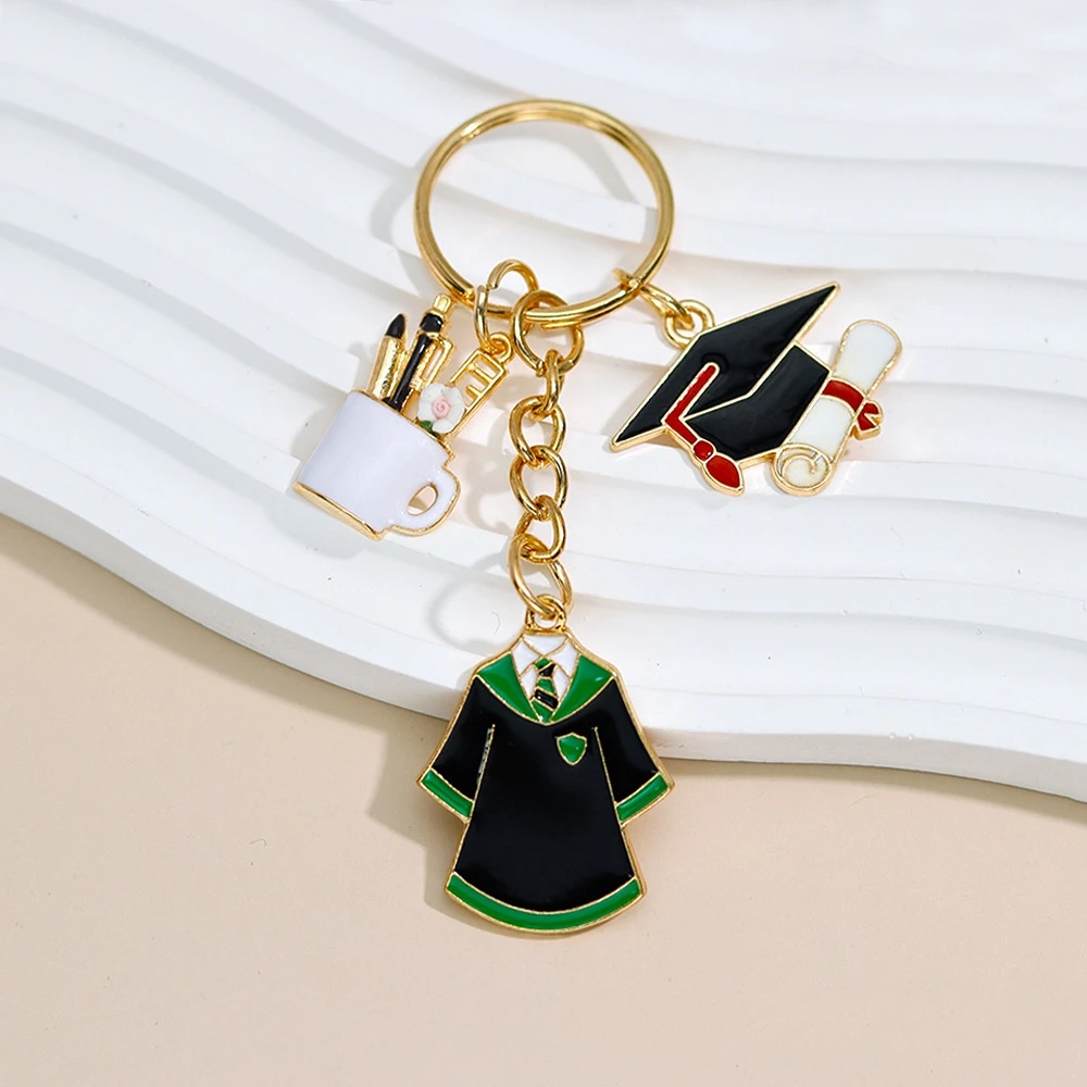 الإبداعية قبعة البكالوريوس قلادة المفاتيح فستان أكاديمي Keyrings للطلاب حقيبة يد سحر حفل التخرج اكسسوارات هدية #5