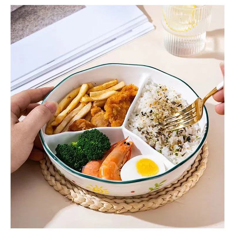 

Углубленая обеденная тарелка Cerc, детский ланч-бокс, перегородка, тарелка для еды, изолированная для похудения для девочек, европейская ручная...