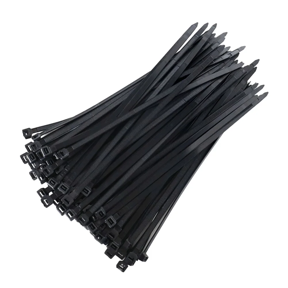250 قطعة من ربطات الكابلات السوداء شديدة التحمل ذات القوة الصناعية ربطات كابل ذاتية القفل لمنظم إدارة سلك الأسلاك #2