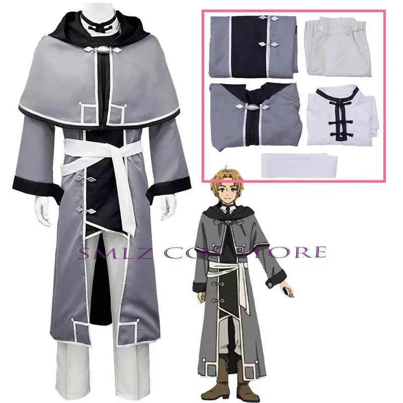 

Rudeus Косплей Аниме Mushoku Tensei Jobless Reincarnation Greyrat Dead End Костюм Униформа Тренч Парик Набор Ролевая Игра Наряд Мужчина