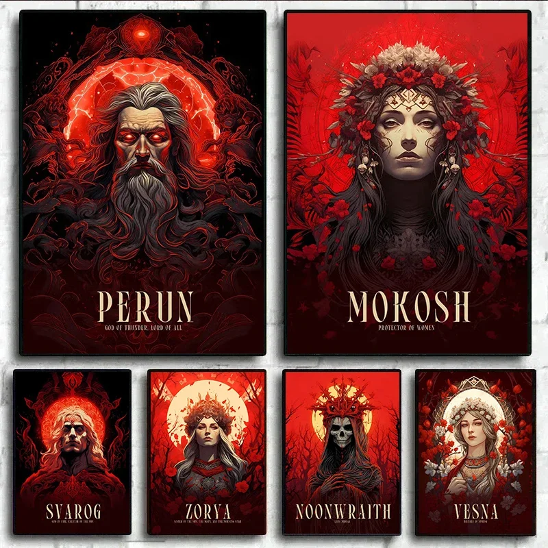 Slavic Gods Mythology Art Poster Perun Zorya Svarog Canvas Painting Wall Prints Picture for Living Room Home Decor Cuadros