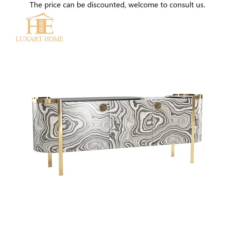 

Modern Luxury Metal Veneer Storage Cabinet With Marble Top For Dining Living Room Bedroom Porch Or Hallway Decoration