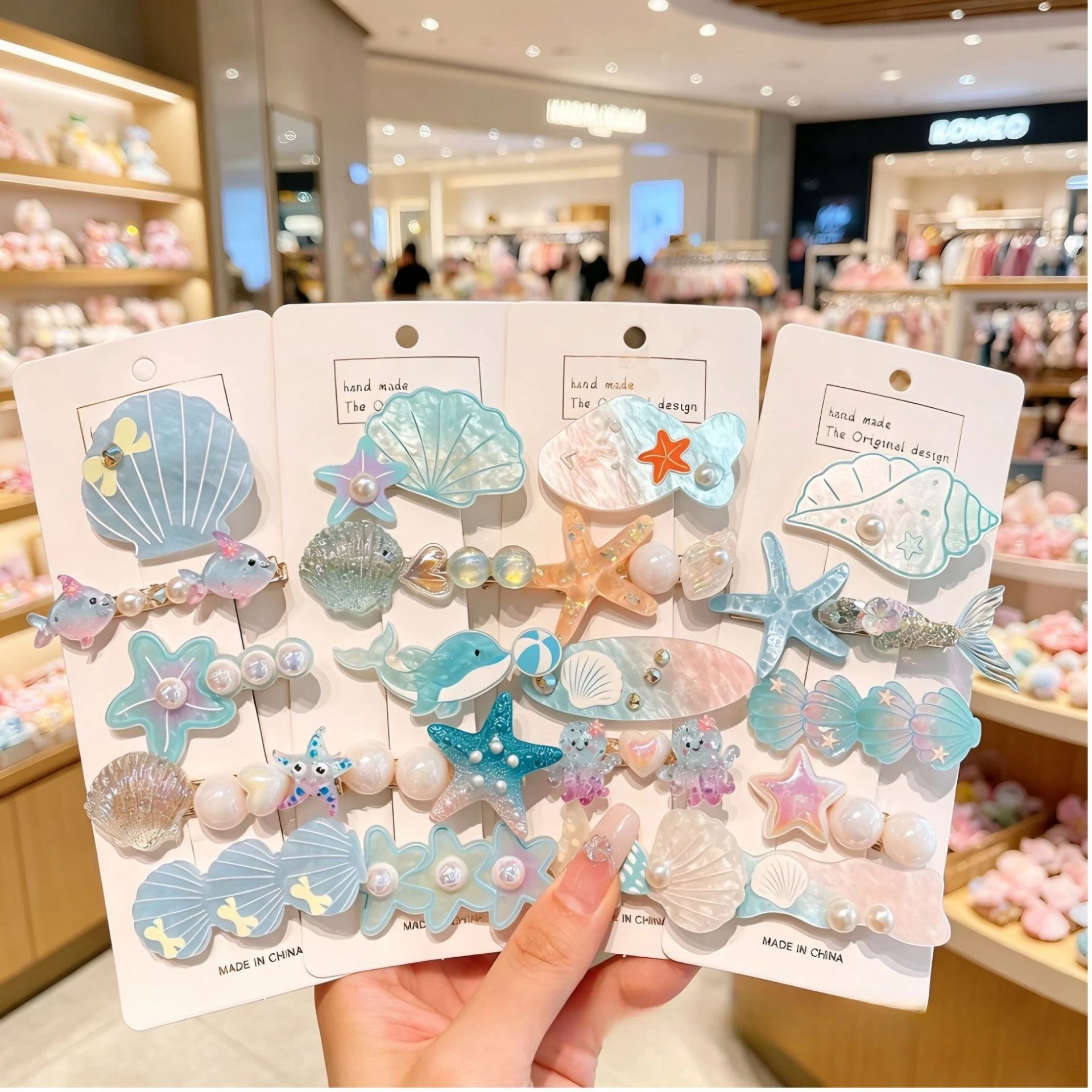 Resin Hair Clips Set for Kids Ocean Shell Star Pearl Cute Princess Headwear Non Slip Lightweight Durable Colorful