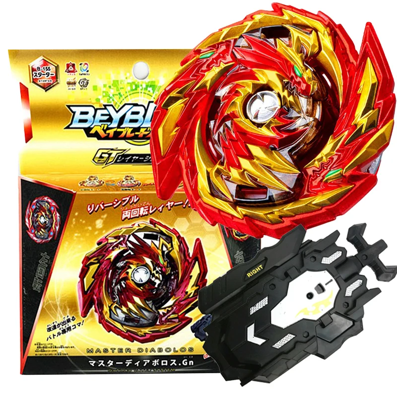 Box Set B-155 Master Diabolos GT B155 Spinning Top with Spark Launcher Box Kids Toys for Children