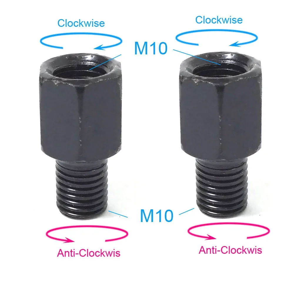 1 Paar schwarze Motorrad-Spiegeladapter M10 10 mm M8 8 mm Rückspiegel Umwandlungsschraube im Uhrzeigersinn Anti-Uhr Rechts-Links-Gewinde