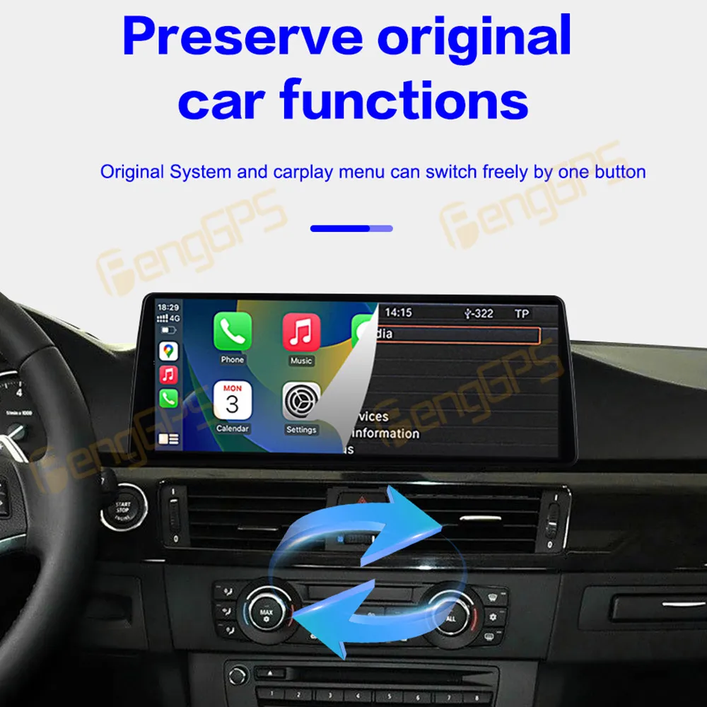 لينكس راديو السيارة CarPlay لسيارات BMW 3 Series CIC-CCC 2004-2011 12.9 بوصة تعمل باللمس مشغل وسائط متعددة نظام تحديد المواقع والملاحة رئيس وحدة