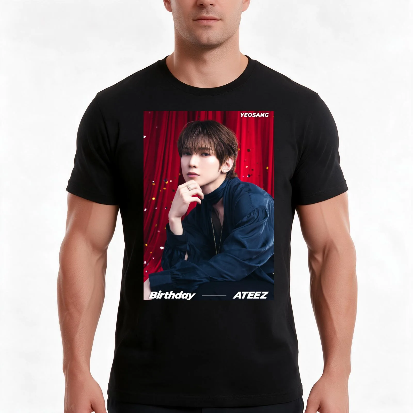 YEOSANG Birthday ATEEZ KPOP T-Shirt, Summer Casual Cotton Tee, Oversized Streetwear Tops, Vintage Graphic Print, 100% Cotton