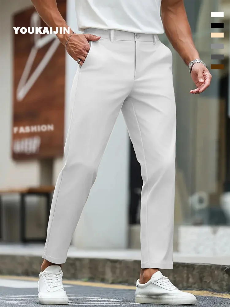 

8XL Men's Trousers Spring Autumn Korean Thin Business Casual Pants Classic Solid Color Comfortable Loose Straight Brand Men Wear