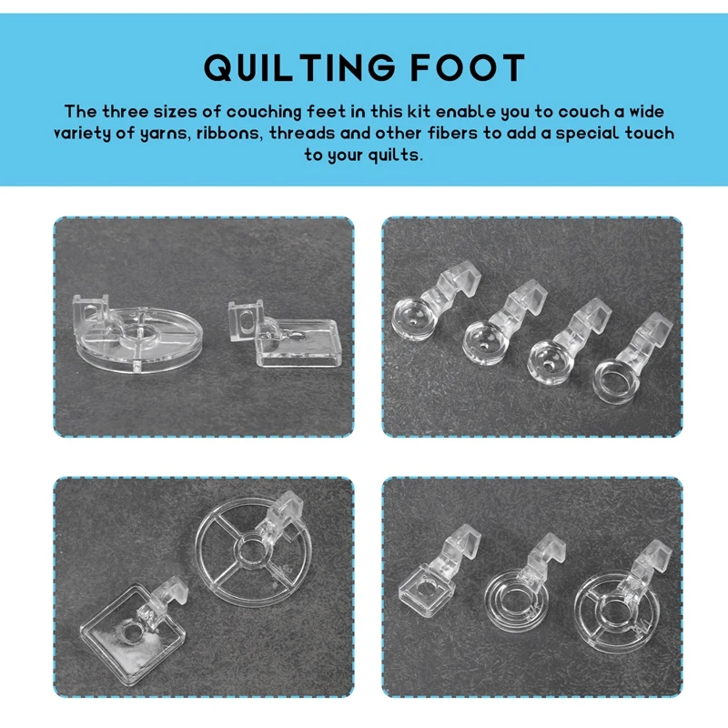 Nieuwe Clear Couching Decoratieve Voet Garens, Borduurwerk Free Motion Echo Presser Voet Voor Lage Schacht Naaimachines