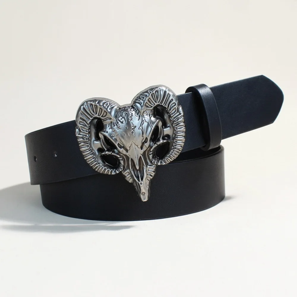 2026 Luxury Brand Gothic Y2K Women Men Belts Goth Ladies Hip hop Punk Rivet Skeleton Print Waist Belt Jeans Waistband view 6