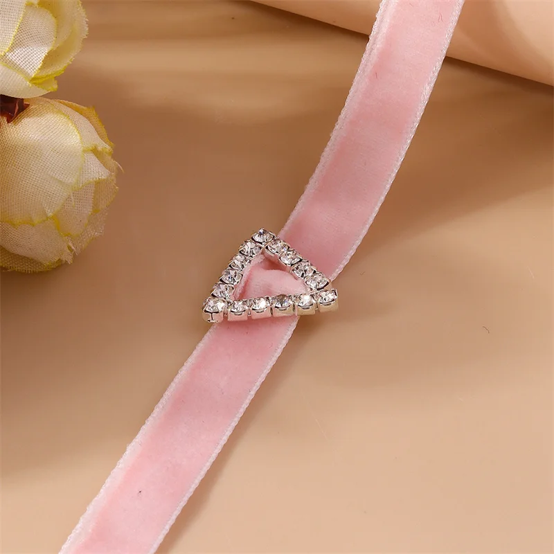 Aihua Sexy Rot Samt Choker Halsketten für Frauen Runde Quadrat Dreieck Kristall Halskette Hochzeit Schmuck Hals Kragen – Detail 7
