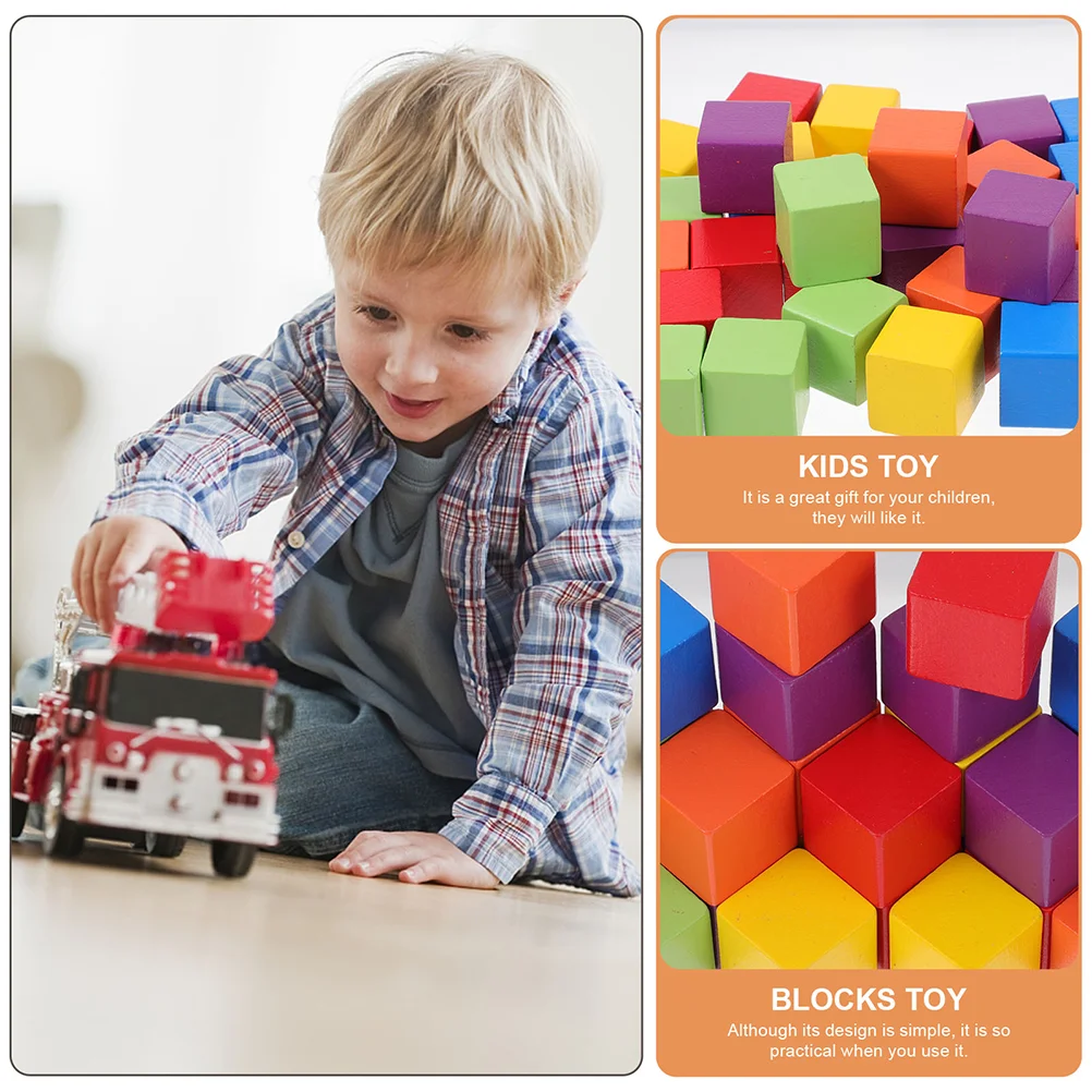 Blocos de Construção Coloridos e Quadrados para Crianças, Brinquedo Educativo De Madeira, Cubo para Crianças Pequenas, 60 PCs