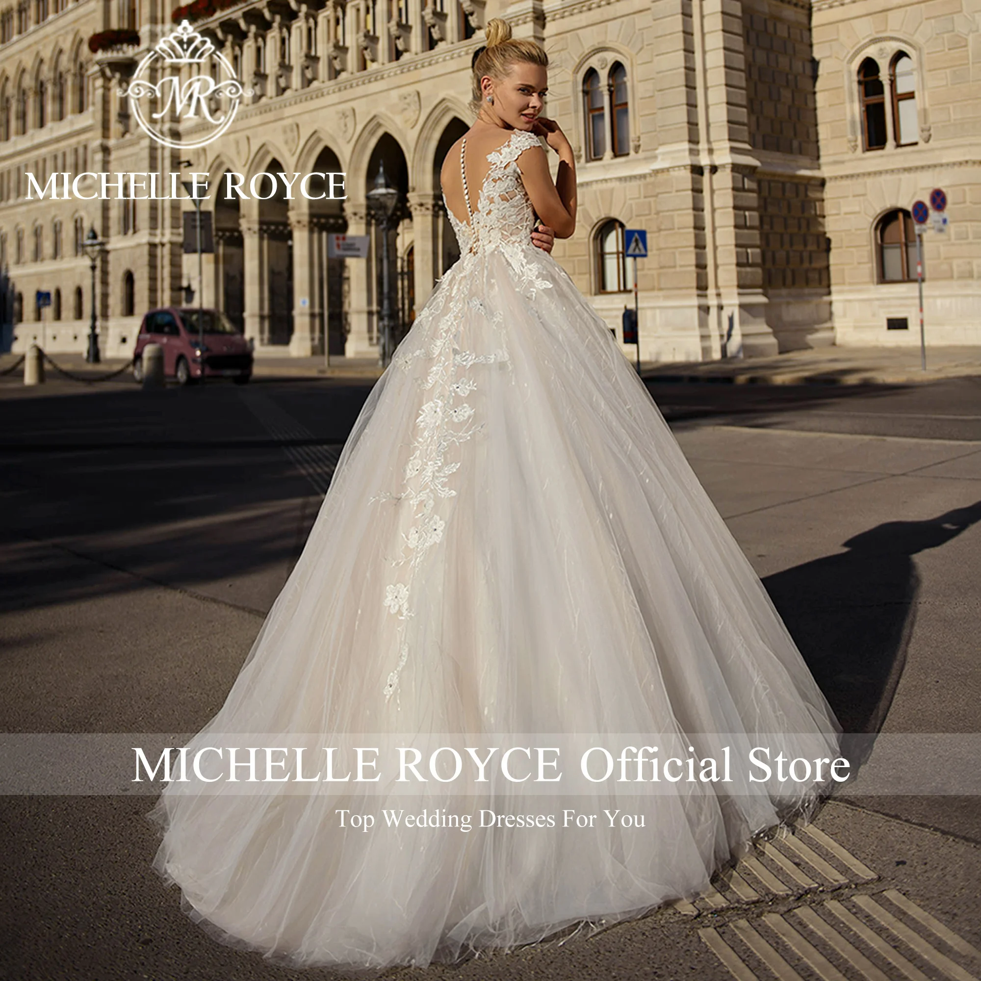 Michelle Royce Ball Gown Wedding Dresses For Woman High Quality Sexy Bride Appliques Fairy Royal Wedding Gown Vestidos De Novia