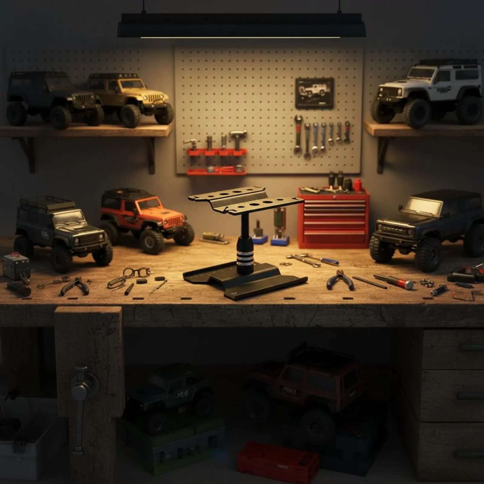 

Мини-подставка для радиоуправляемых машинок со встроенной линейкой, ремонтная база для мини-краулеров, прочная алюминиевая конструкция