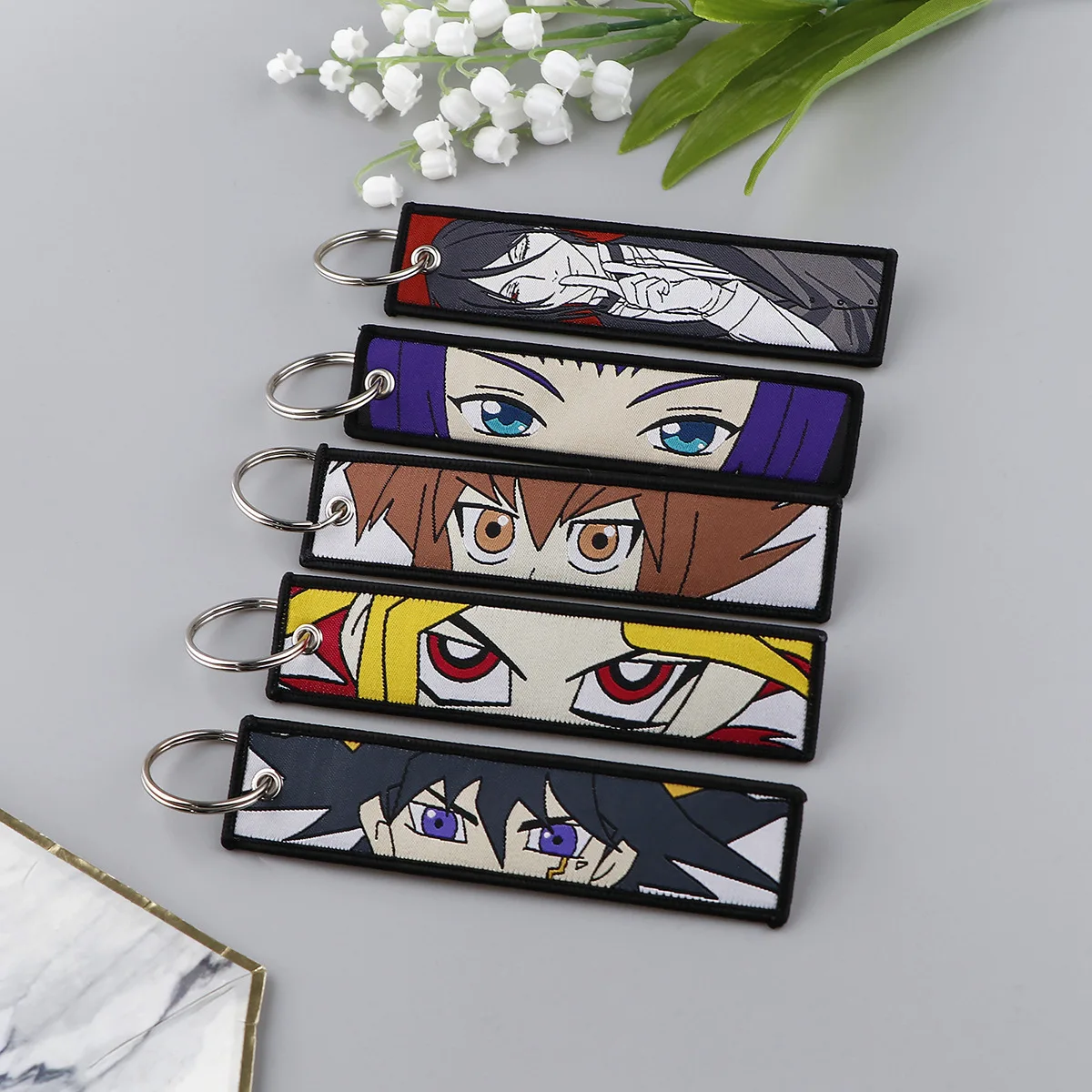 

12cm New Anime Key Tag Embroidered Keychainsfor Car Motorcycles Keys Keyring Men HolderJewelry Gifts