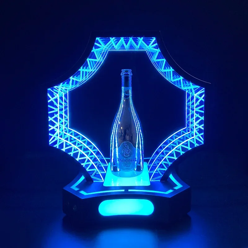 Ice blue light polygon bar night club KTV creative wine artifact XO champagne seat wine rack props