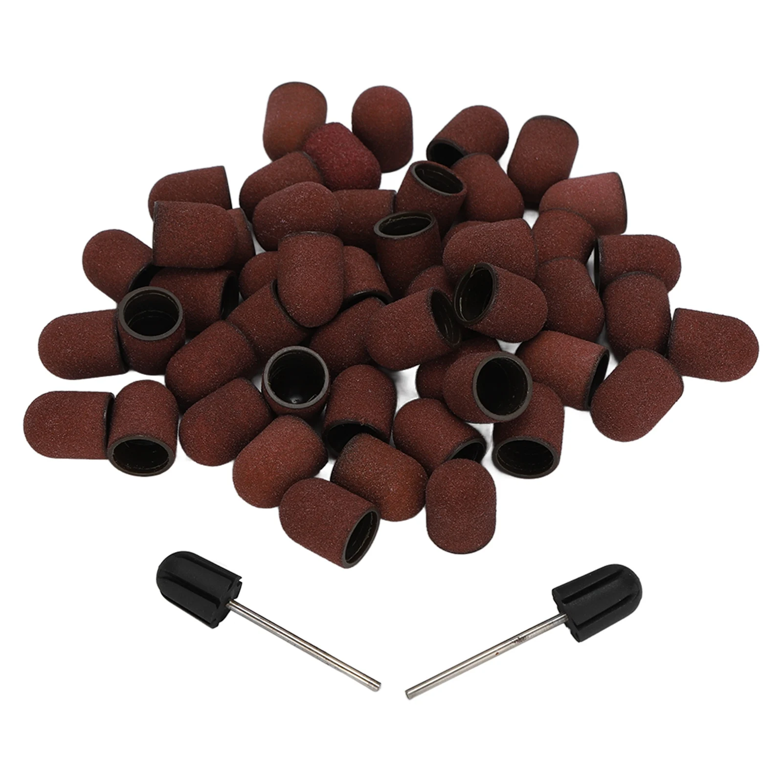 ZK40 120# Grit Nail Art Sanding Caps Manicure Polishing Grinding Bands Nail Drill Bits Set with Shaft