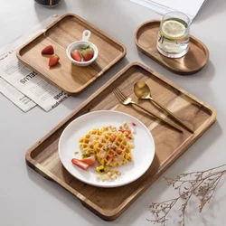 Acacia Wood Tray Coffee Tray Rectangular Plate Fruit Snacks Food Storage Trays Dessert Candy Gongfu Tea Tray Kitchen Accessories