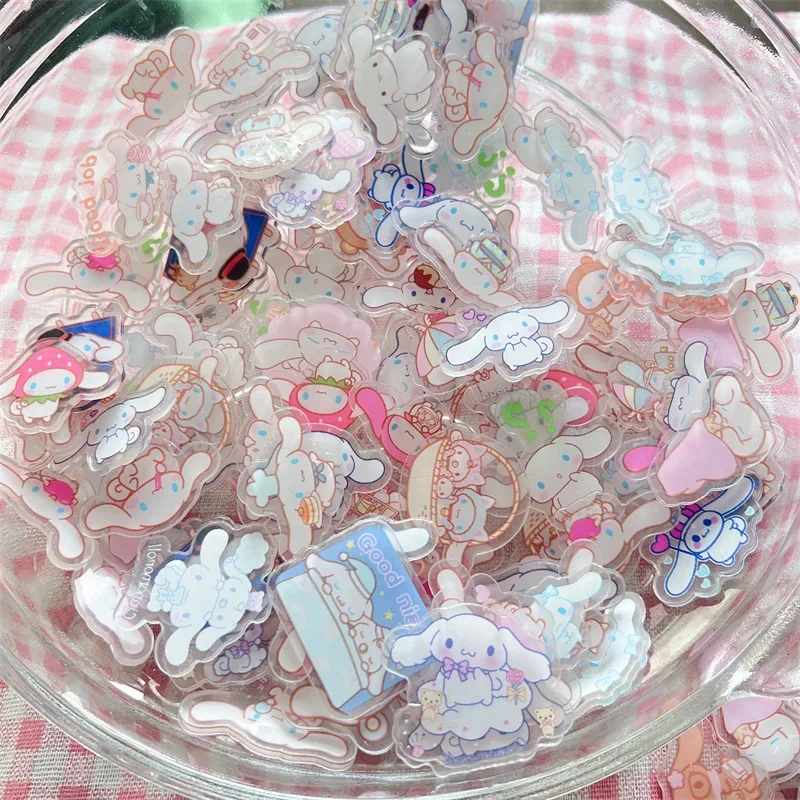 8/4CM MINISO Anime Cinnamoroll BabyCinnamoroll Key Buckle Acrylic Accessories VIP Sheet Material Cartoon Stickers Pendant Parts