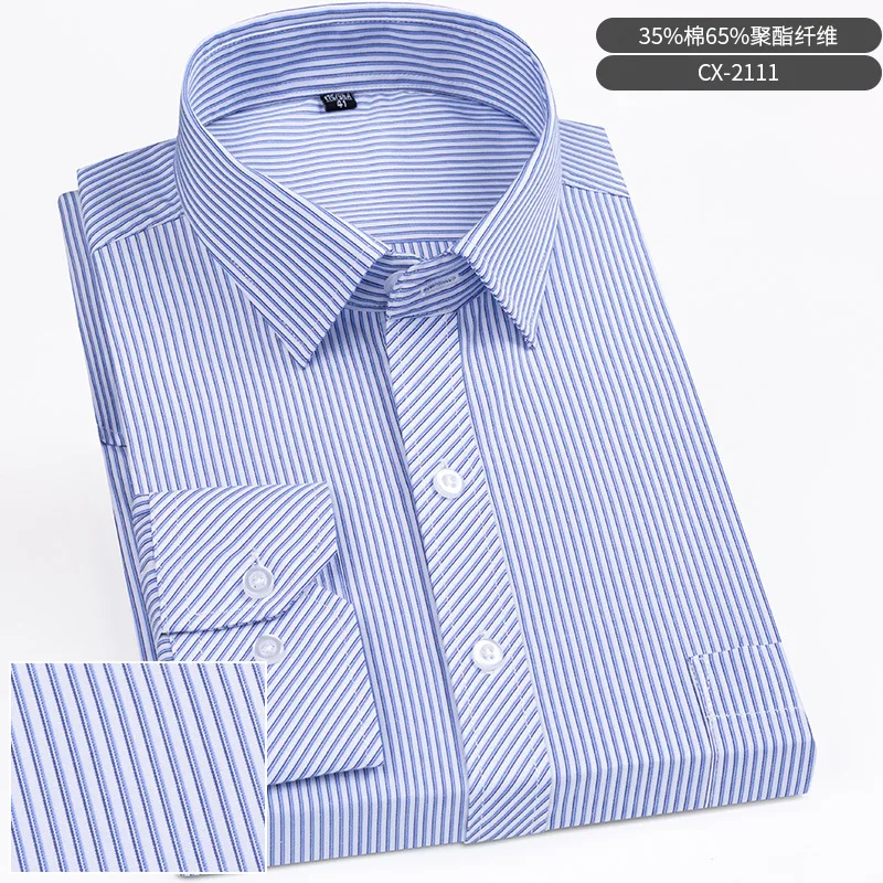 8XL Male Social Formal Shirts Solid Plaid Striped Shirt Button Up Shirt Men Dress Casual Long Sleeve Shirt for Men Streetwear