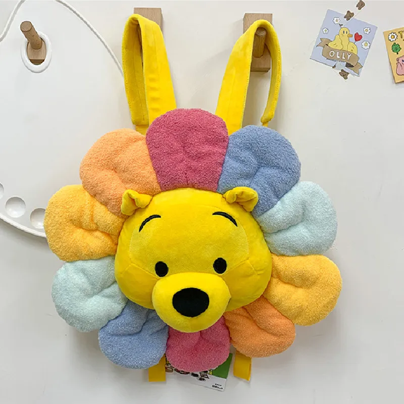 Mochila Kawaii de Disney para niños, Bolsa Escolar de viaje de dibujos animados, girasol, Winnie The Pooh, muñeco de peluche, regalo de moda