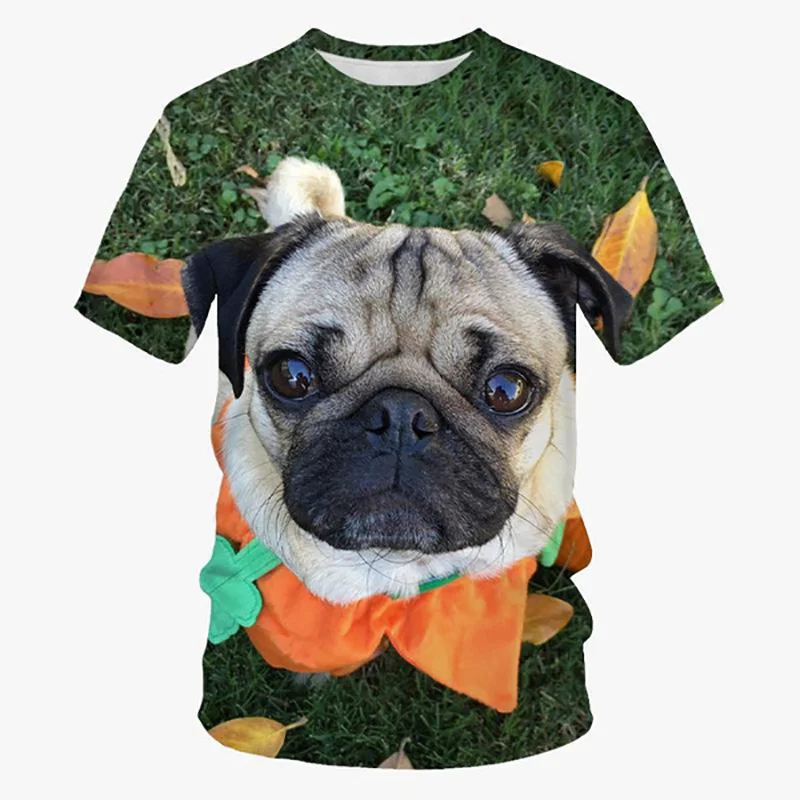 Funny Dog Pug T Shirts Animal 3D Print Men Woman Cool Short Sleeve T-Shirt Streetwear Oversized Harajuku Kids Tops Tees Clothing