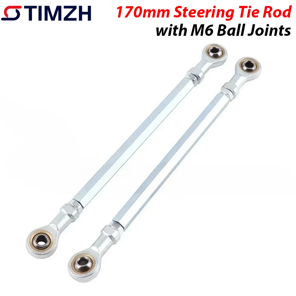 1 pair 170mm M6 Steering Tie Rod kit With M6 Ball Joints Steel Alloy For Electric Mini Kids ATV Go Kart Buggy Quad Dirt Pit Bike