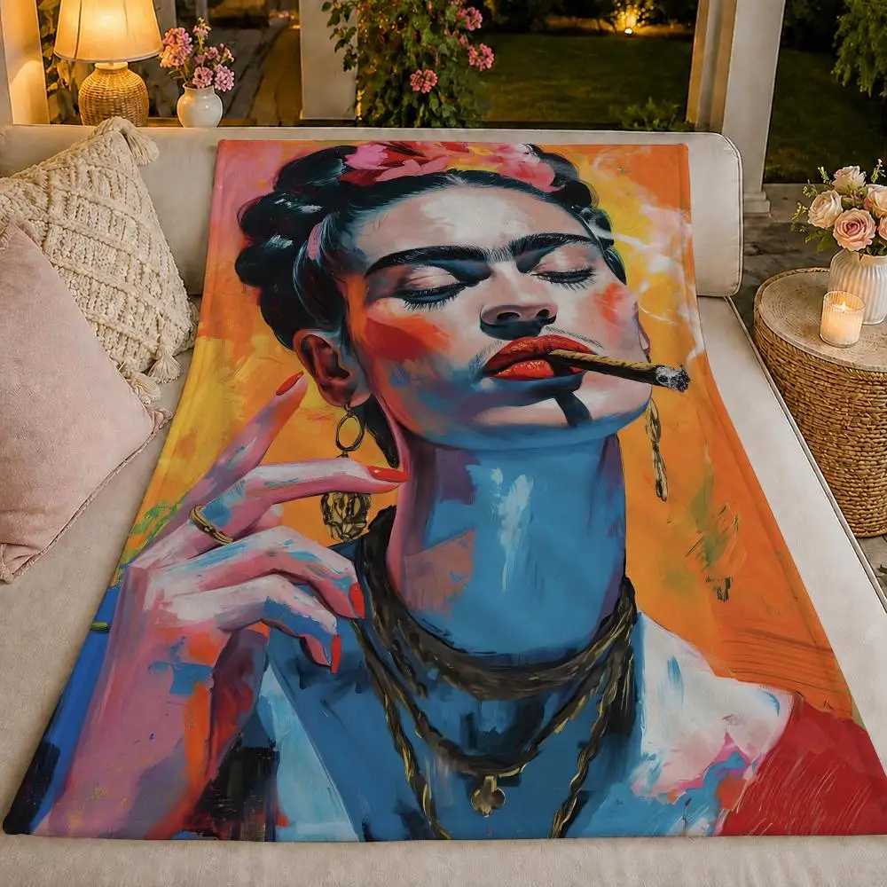 Artist F-Frida Kahlo Iconic Mexican Surrealist Throw 320g Soft Flannel Fleece Throw Blanket Cover Sofa Bed Dorm Nap Gift - view 4